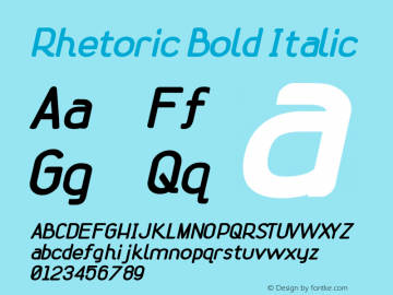 Rhetoric Bold Italic Version 1.000;PS 001.000;hotconv 1.0.70;makeotf.lib2.5.58329图片样张