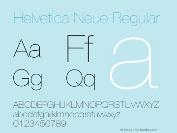 Helvetica Neue Regular 001.001 Font Sample
