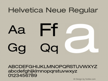 Helvetica Neue Regular 001.000 Font Sample