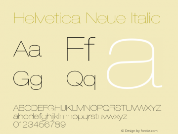 Helvetica Neue Italic Version 1.00图片样张