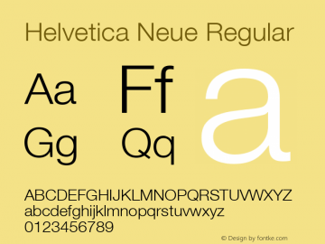 Helvetica Neue Regular Version 1.02 Font Sample