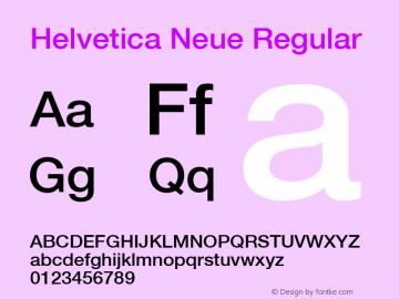 Helvetica Neue Regular Version 1.02 Font Sample