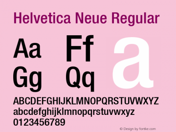 Helvetica Neue Regular Version 1.00 Font Sample