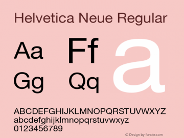Helvetica Neue Regular Version 1.102 Font Sample