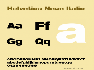 Helvetica Neue Italic Version 1.00图片样张