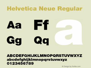 Helvetica Neue Regular 001.003 Font Sample