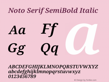 Noto Serif SemiBold Italic Version 2.004图片样张