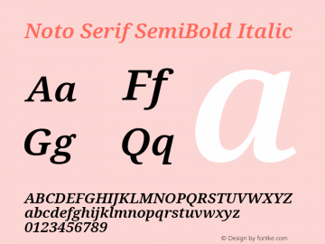 Noto Serif SemiBold Italic Version 2.004; ttfautohint (v1.8.3) -l 8 -r 50 -G 200 -x 14 -D latn -f none -a qsq -X 