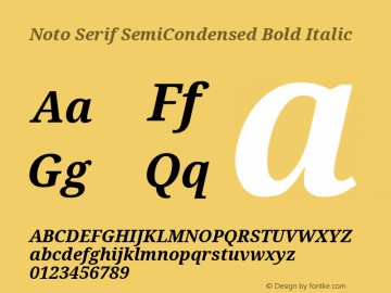 Noto Serif SemiCondensed Bold Italic Version 2.004 Font Sample