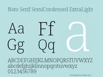 Noto Serif SemiCondensed ExtraLight Version 2.004; ttfautohint (v1.8.3) -l 8 -r 50 -G 200 -x 14 -D latn -f none -a qsq -X 