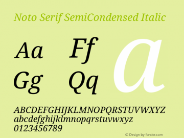 Noto Serif SemiCondensed Italic Version 2.004图片样张