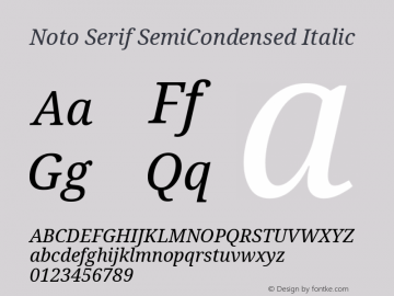 Noto Serif SemiCondensed Italic Version 2.004; ttfautohint (v1.8.3) -l 8 -r 50 -G 200 -x 14 -D latn -f none -a qsq -X 