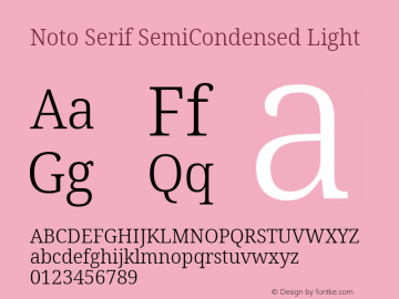 Noto Serif SemiCondensed Light Version 2.004; ttfautohint (v1.8.3) -l 8 -r 50 -G 200 -x 14 -D latn -f none -a qsq -X 