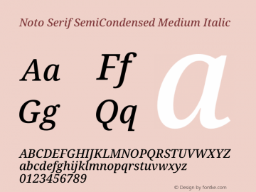 Noto Serif SemiCondensed Medium Italic Version 2.004图片样张