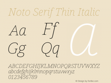 Noto Serif Thin Italic Version 2.004图片样张
