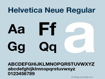 Helvetica Neue Regular 001.000 Font Sample