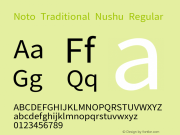 Noto Traditional Nushu Regular 2.000; ttfautohint (v1.8.3) -l 8 -r 50 -G 200 -x 14 -D latn -f none -a qsq -X 