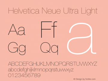 Helvetica Neue Ultra Light 001.001 Font Sample