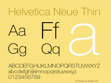 Helvetica Neue Thin 001.000 Font Sample