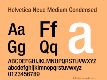 Helvetica Neue Medium Condensed 001.000 Font Sample