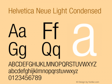 Helvetica Neue Light Condensed 001.000 Font Sample