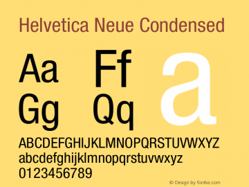 Helvetica Neue Condensed 001.000 Font Sample