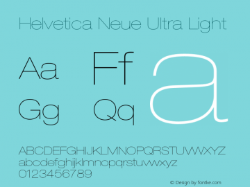 Helvetica Neue Ultra Light 001.000 Font Sample