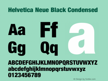 Helvetica Neue Black Condensed 001.000 Font Sample