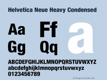 Helvetica Neue Heavy Condensed 001.000 Font Sample
