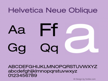 Helvetica Neue Oblique 001.000 Font Sample