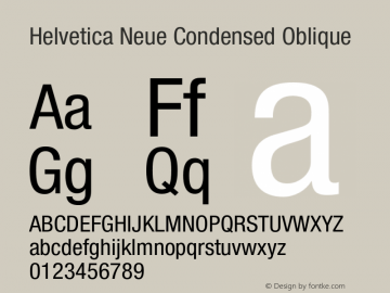 Helvetica Neue Condensed Oblique 001.000图片样张