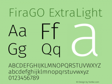 FiraGO ExtraLight Version 1.001图片样张