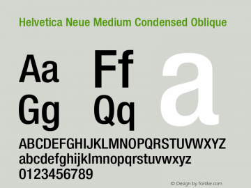 Helvetica Neue Medium Condensed Oblique 001.000图片样张