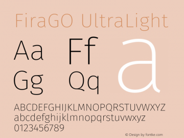 FiraGO UltraLight Version 1.001 Font Sample