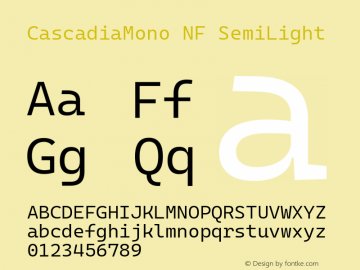 Cascadia Mono SemiLight Nerd Font Complete Windows Compatible Version 2102.025; ttfautohint (v1.8.3)图片样张