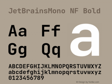 JetBrains Mono Bold Nerd Font Complete Windows Compatible Version 2.225; ttfautohint (v1.8.3)图片样张