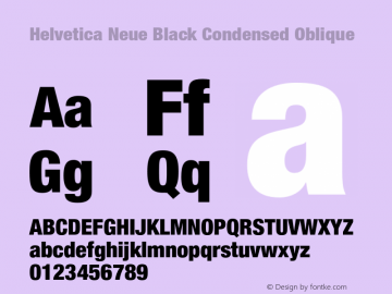 Helvetica Neue Black Condensed Oblique 001.000图片样张