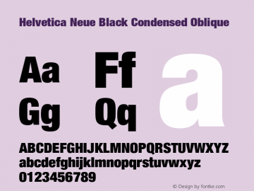 Helvetica Neue Black Condensed Oblique 001.000图片样张