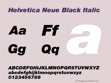 Helvetica Neue Black Italic 001.001 Font Sample