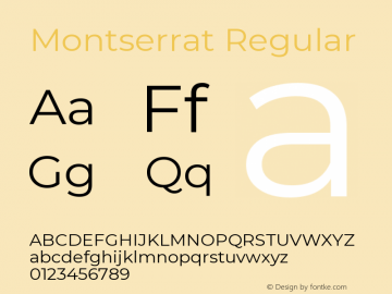 Montserrat Regular Version 7.200;PS 007.200;hotconv 1.0.88;makeotf.lib2.5.64775 Font Sample