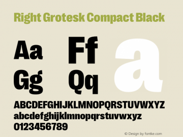 Right Grotesk Compact Black Version 2.600;hotconv 1.0.109;makeotfexe 2.5.65596 Font Sample