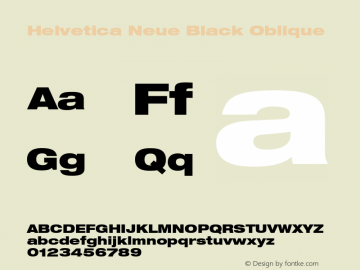 Helvetica Neue Black Oblique 001.000 Font Sample