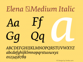 Elena-MediumItalic Version 2.000图片样张