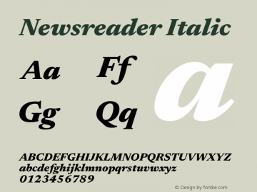 Newsreader 16pt Italic Version 1.003图片样张