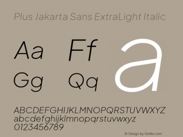 Plus Jakarta Sans ExtraLight Italic Version 2.005; ttfautohint (v1.8.3)图片样张