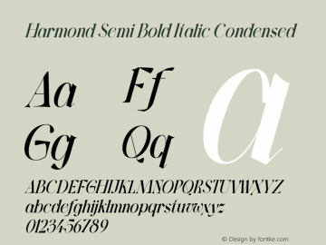 Harmond-SemBdItaCond Version 1.001;Fontself Maker 3.5.4 Font Sample