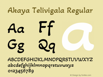 Akaya Telivigala Regular Version 1.001; ttfautohint (v1.8.3)图片样张