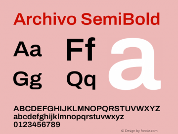 Archivo SemiBold Version 2.001 Font Sample