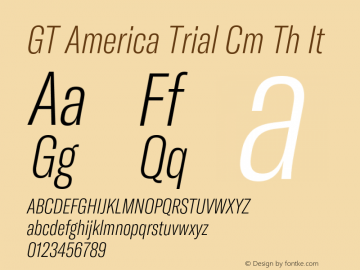 GT America Trial Cm Th It Version 1.006 2020-10-21 Font Sample