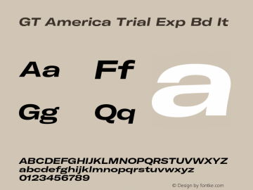 GT America Trial Exp Bd It Version 1.006 2020-10-21 Font Sample